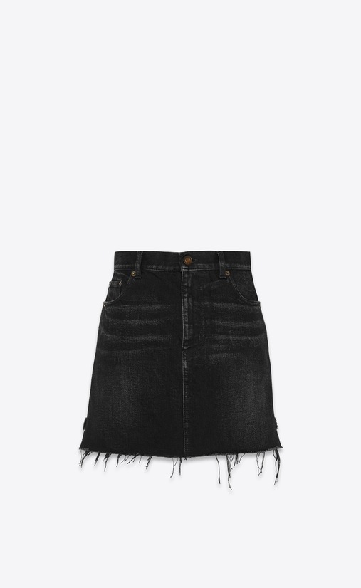 Skirt in faded black denim